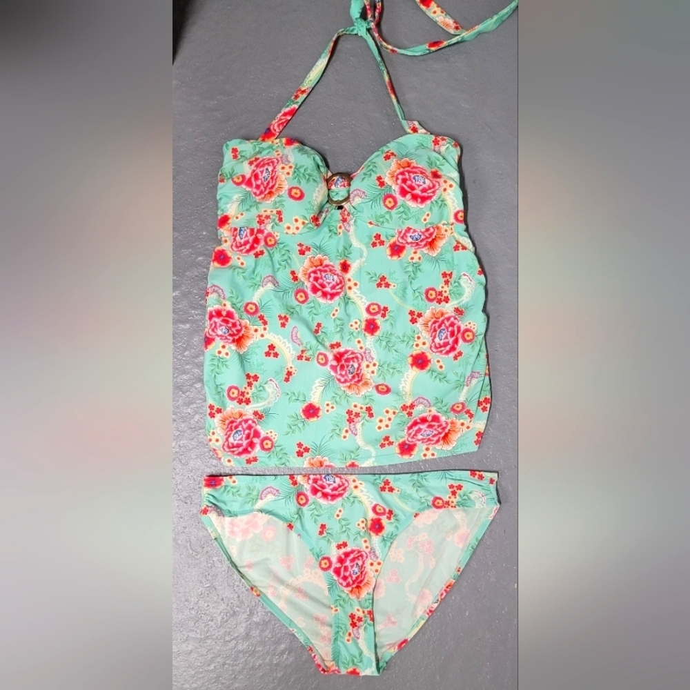Oh Baby By Motherhood XL 2 Piece Bathing Suit Tankini Excellent